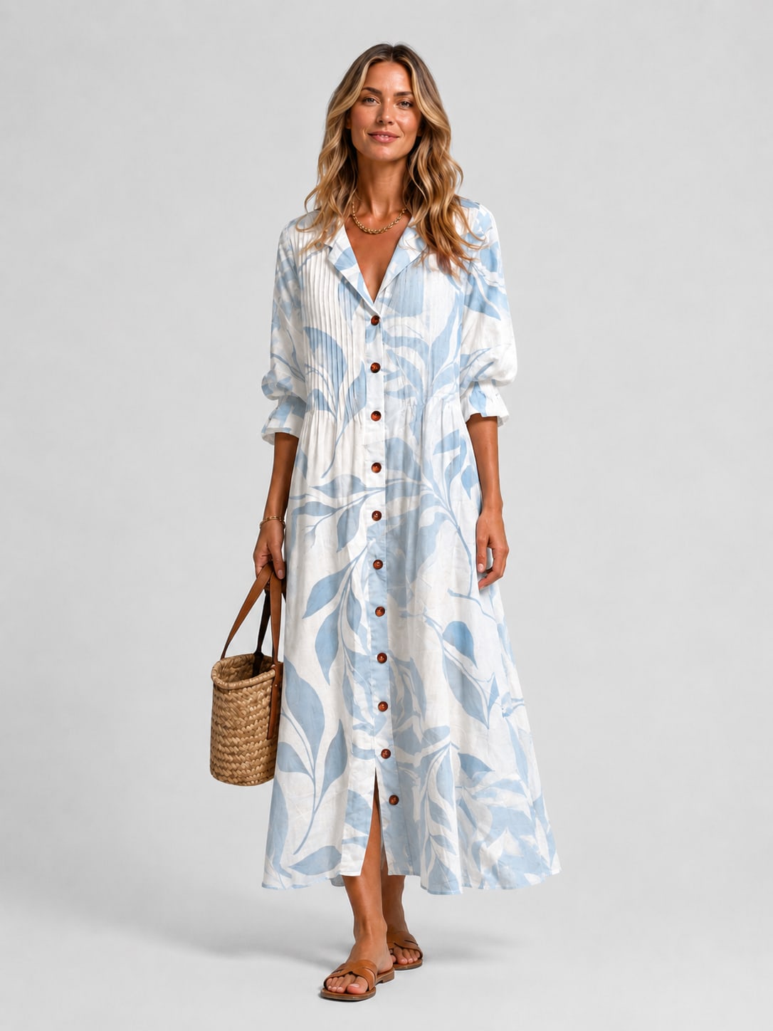 Women's Printed Maxi Shirt Dress | Harlowe_7