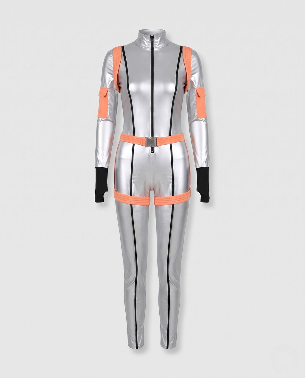 Women's Fitted Metallic Space Costume Jumpsuit | Rowsley_4