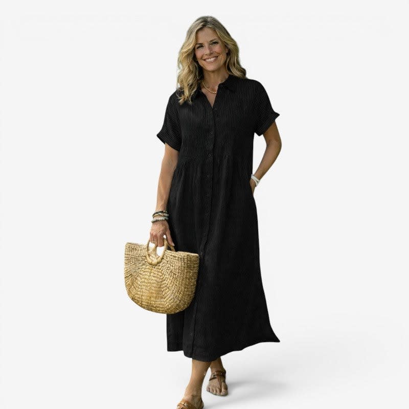 Women's Striped Midi Shirt Dress | Alverstone_2