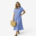 Women's Striped Midi Shirt Dress | Alverstone_4