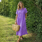Women's Striped Midi Shirt Dress | Alverstone_8