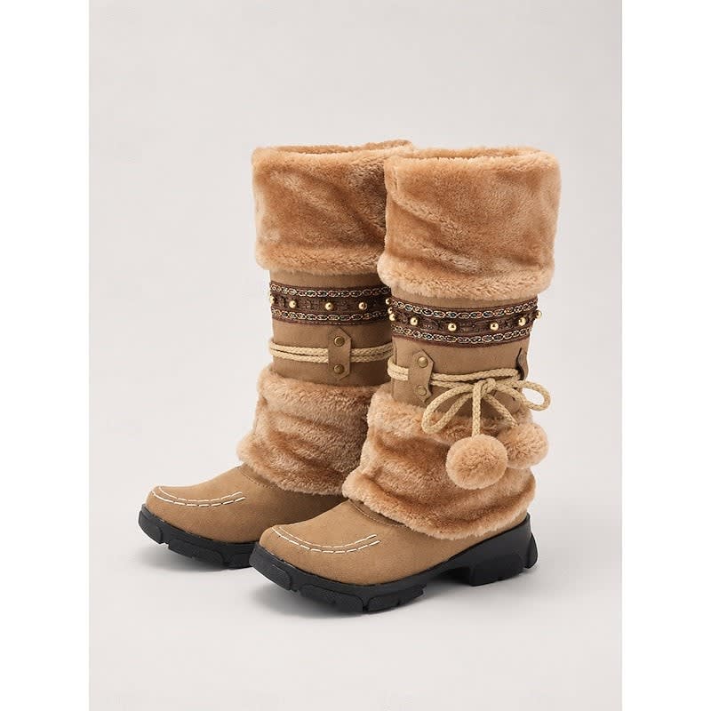 Women's Faux Fur Trim Mid Calf Boots | Northaw_1