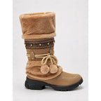 Women's Faux Fur Trim Mid Calf Boots | Northaw_5