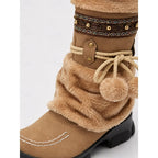 Women's Faux Fur Trim Mid Calf Boots | Northaw_6