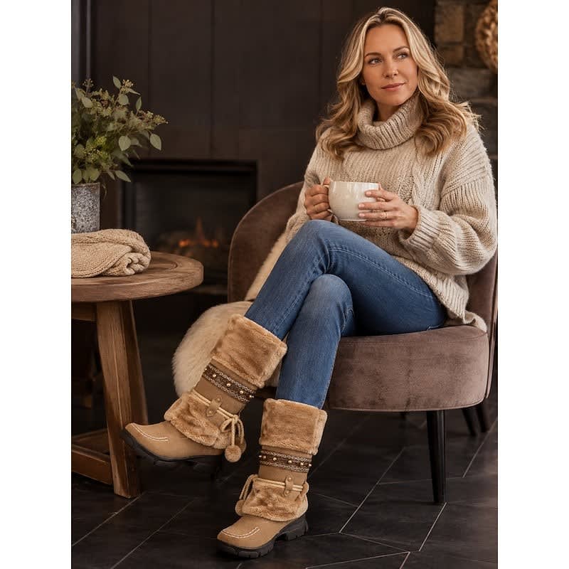 Women's Faux Fur Trim Mid Calf Boots | Northaw_7