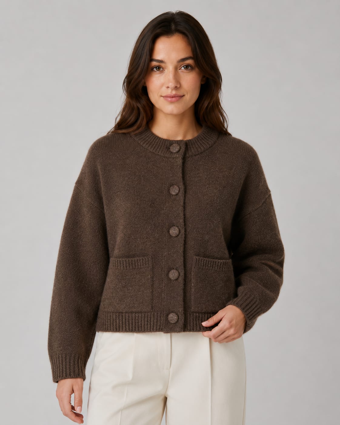 Women's Cropped Patch Pocket Cardigan | Delaney_1