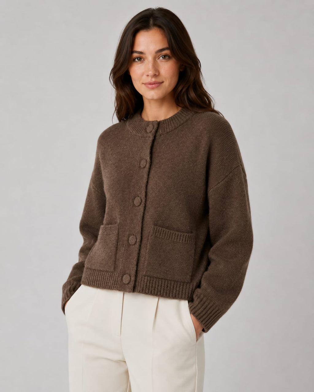 Women's Cropped Patch Pocket Cardigan | Delaney_3