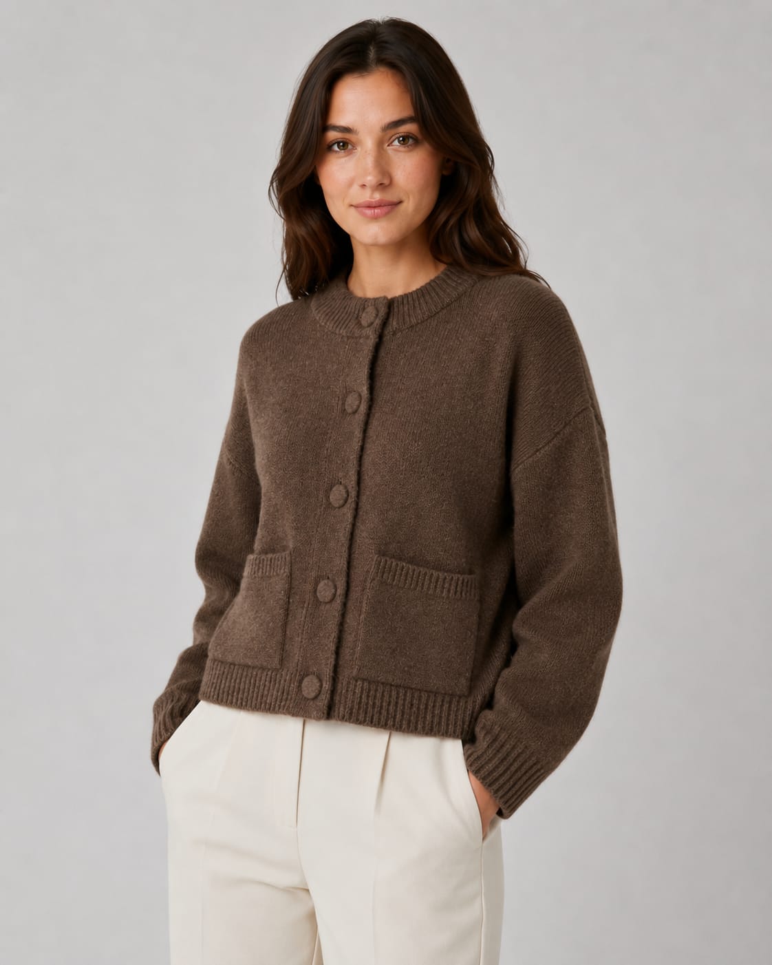 Women's Cropped Patch Pocket Cardigan | Delaney_3