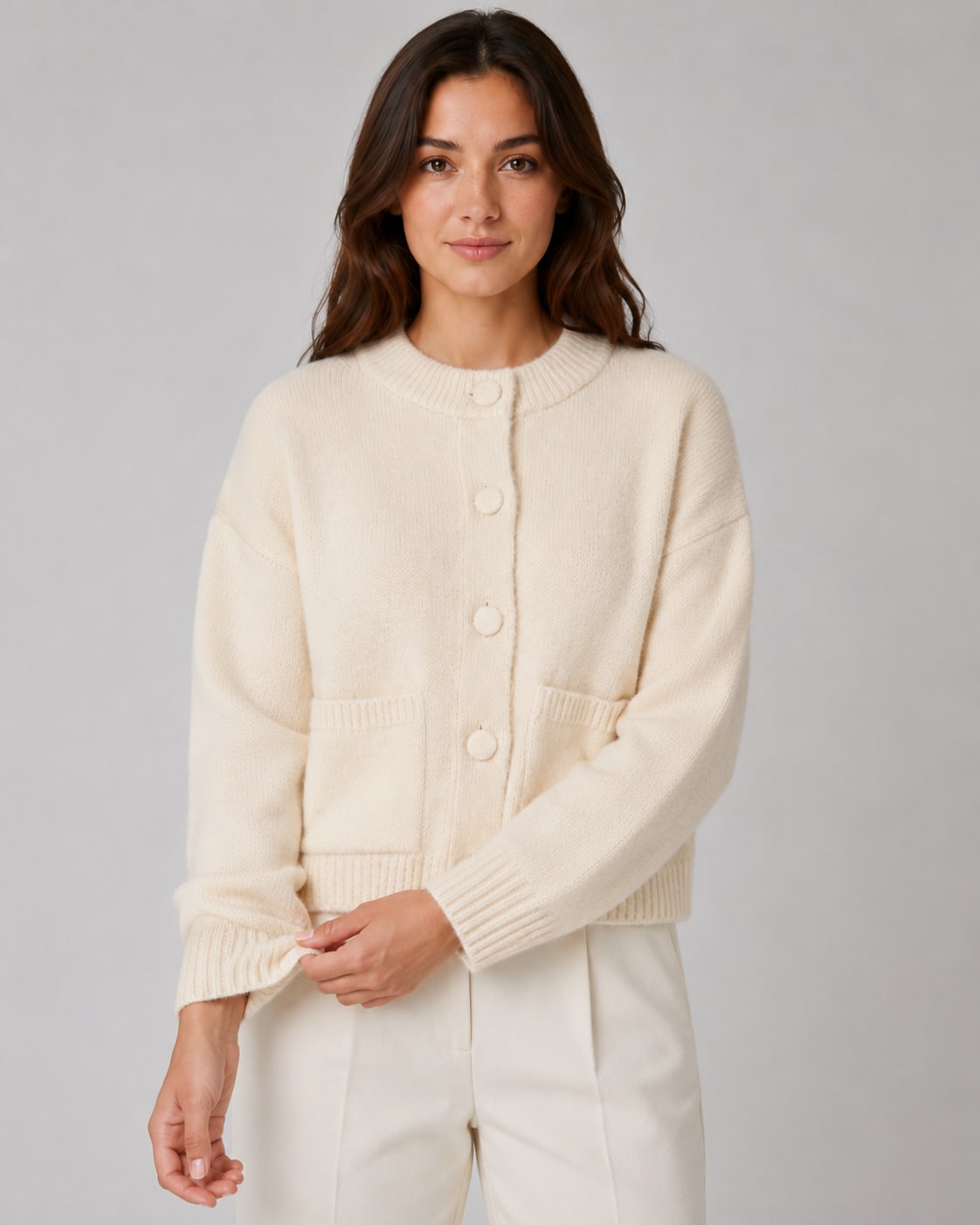 Women's Cropped Patch Pocket Cardigan | Delaney_6
