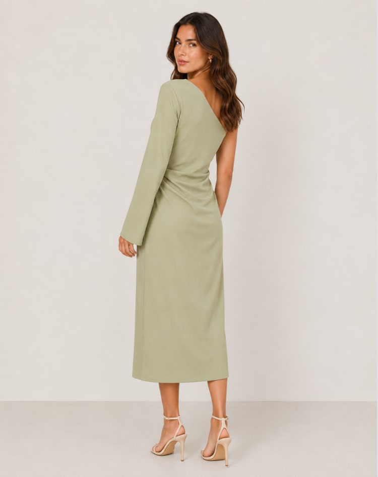 Women's One Shoulder Ruched Midi Dress | Allerdale_2
