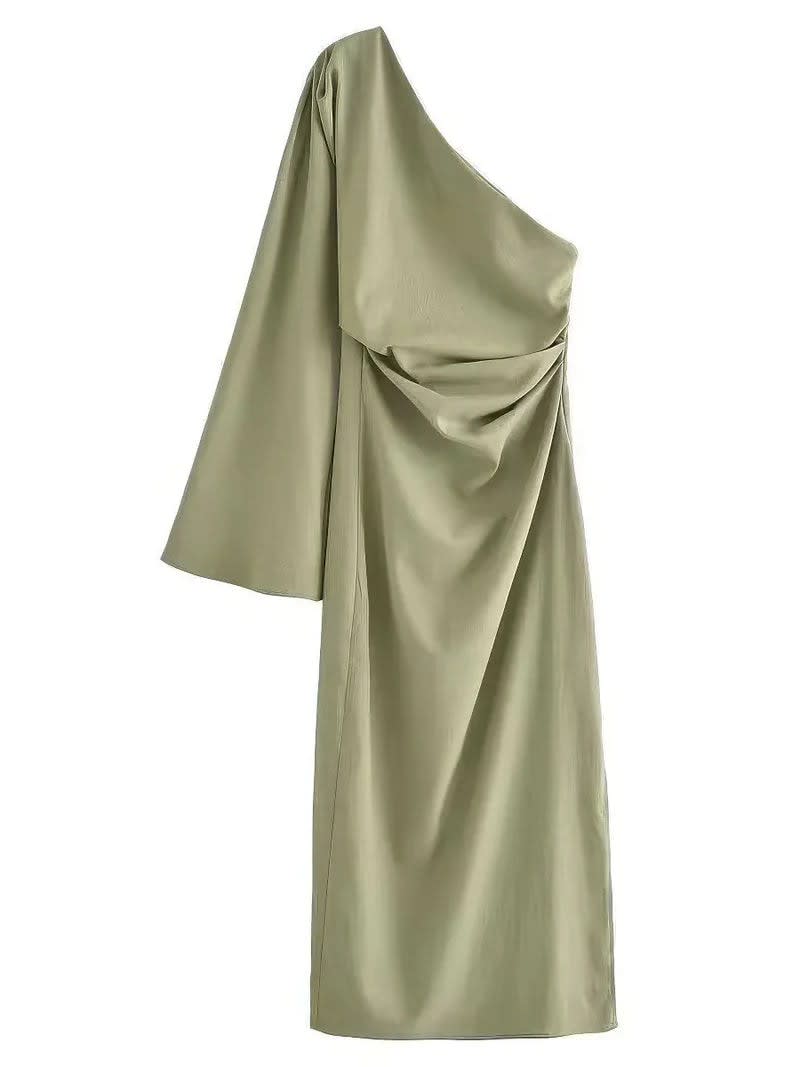 Women's One Shoulder Ruched Midi Dress | Allerdale_5