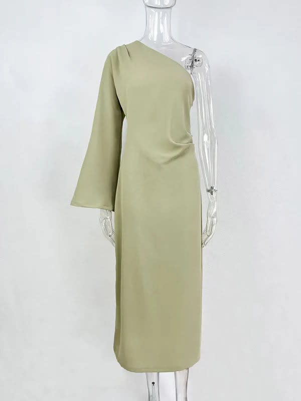 Women's One Shoulder Ruched Midi Dress | Allerdale_6