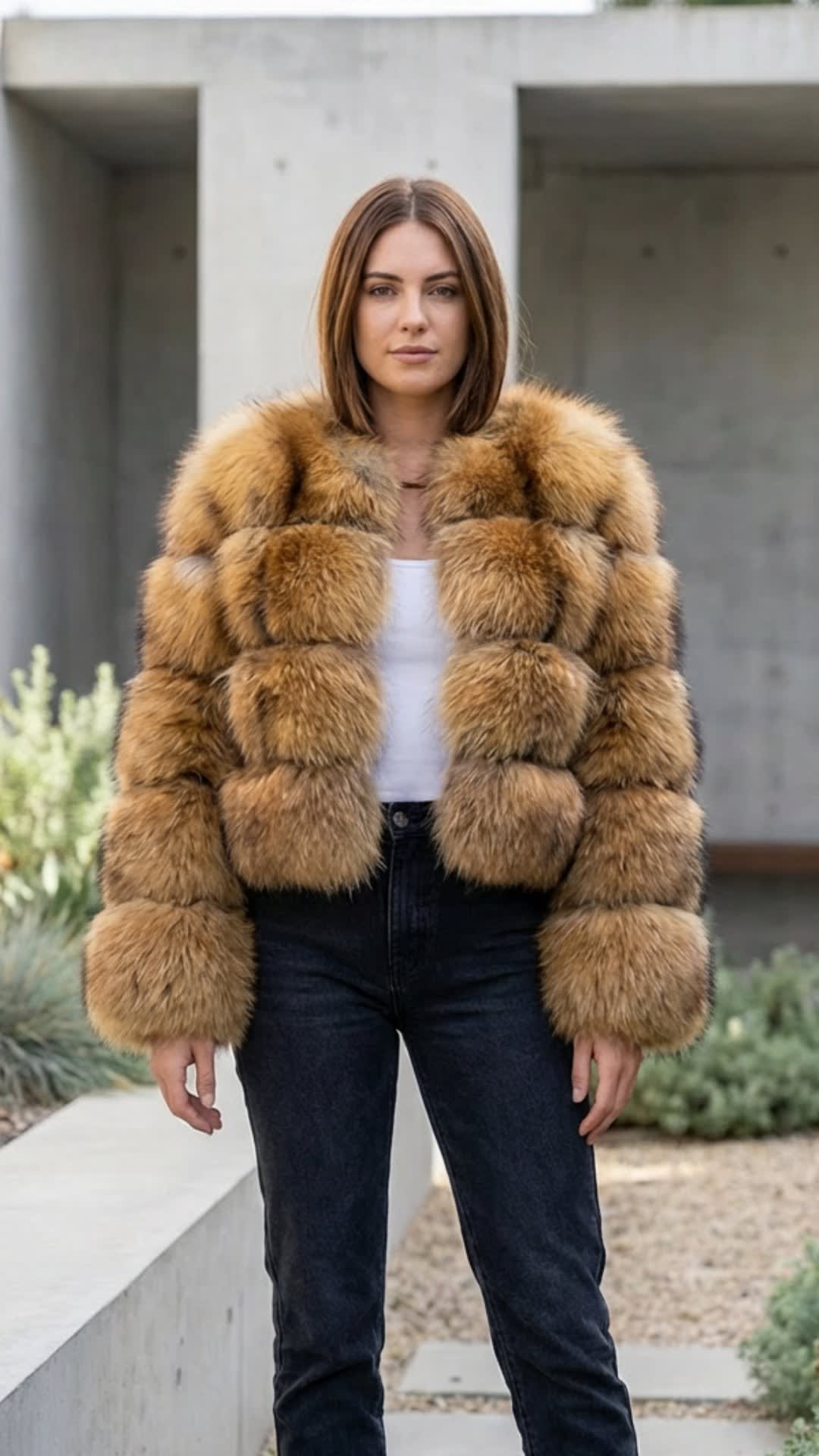 Women's Cropped Faux Fur Jacket | Edith_1