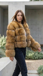 Women's Cropped Faux Fur Jacket | Edith_4