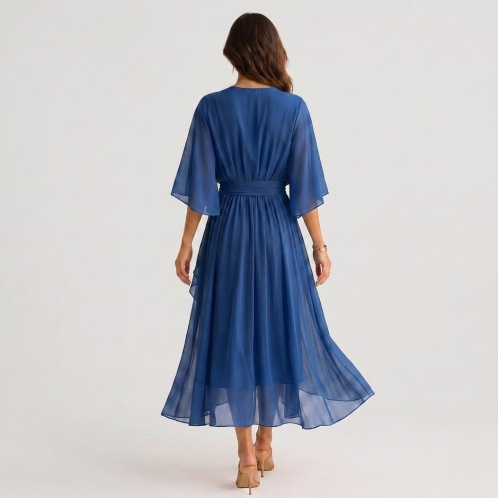 Women's Kimono Sleeve Wrap Midi Dress | Chevening_12