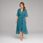Women's Kimono Sleeve Wrap Midi Dress | Chevening_13