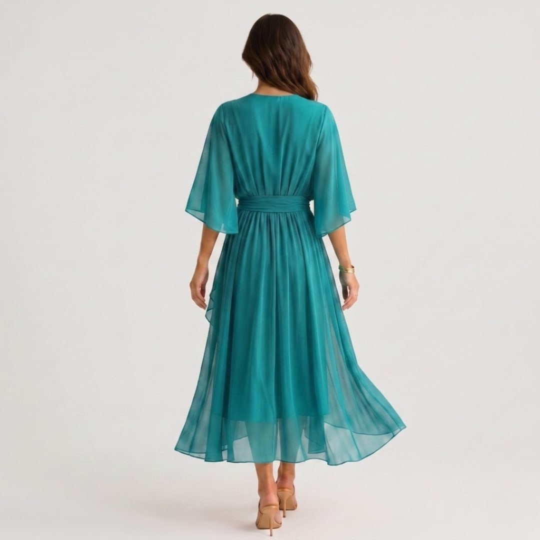 Women's Kimono Sleeve Wrap Midi Dress | Chevening_14