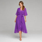 Women's Kimono Sleeve Wrap Midi Dress | Chevening_15