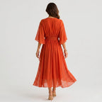 Women's Kimono Sleeve Wrap Midi Dress | Chevening_2