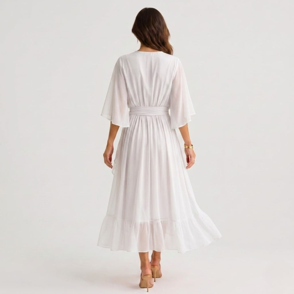 Women's Kimono Sleeve Wrap Midi Dress | Chevening_20