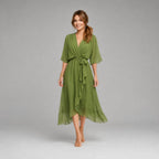 Women's Kimono Sleeve Wrap Midi Dress | Chevening_3