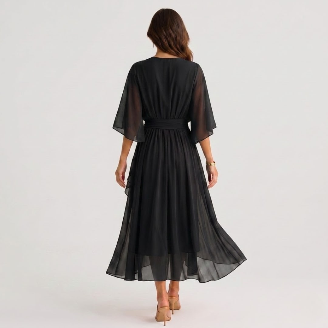 Women's Kimono Sleeve Wrap Midi Dress | Chevening_6
