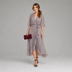 Women's Kimono Sleeve Wrap Midi Dress | Chevening_7
