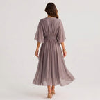 Women's Kimono Sleeve Wrap Midi Dress | Chevening_8