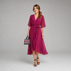 Women's Kimono Sleeve Wrap Midi Dress | Chevening_9